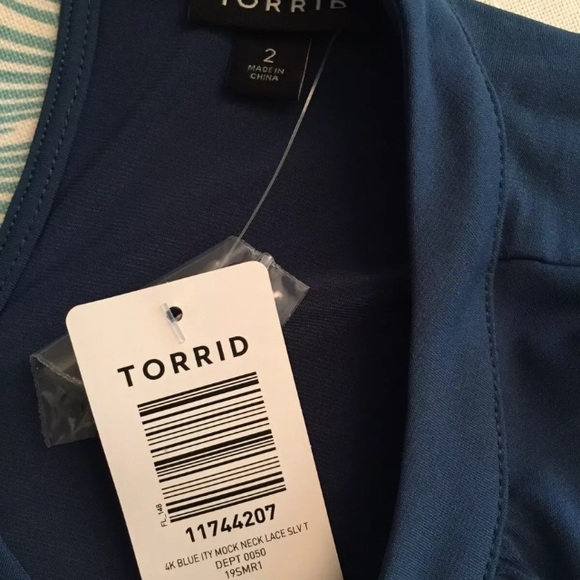 NWT Torrid Teal Lace Sleeves Plus size 2 top - Picture 5 of 6